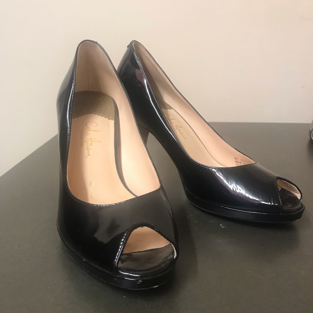 Cole Haan Nike Air peep toe patent leather pumps